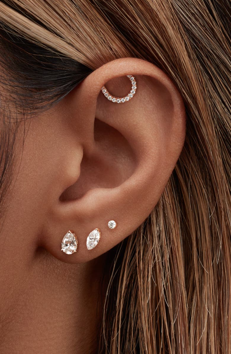 MARIA TASH Marquise Diamond Threaded Stud Earring, Alternate, color, Yellow Gold/ Diamond