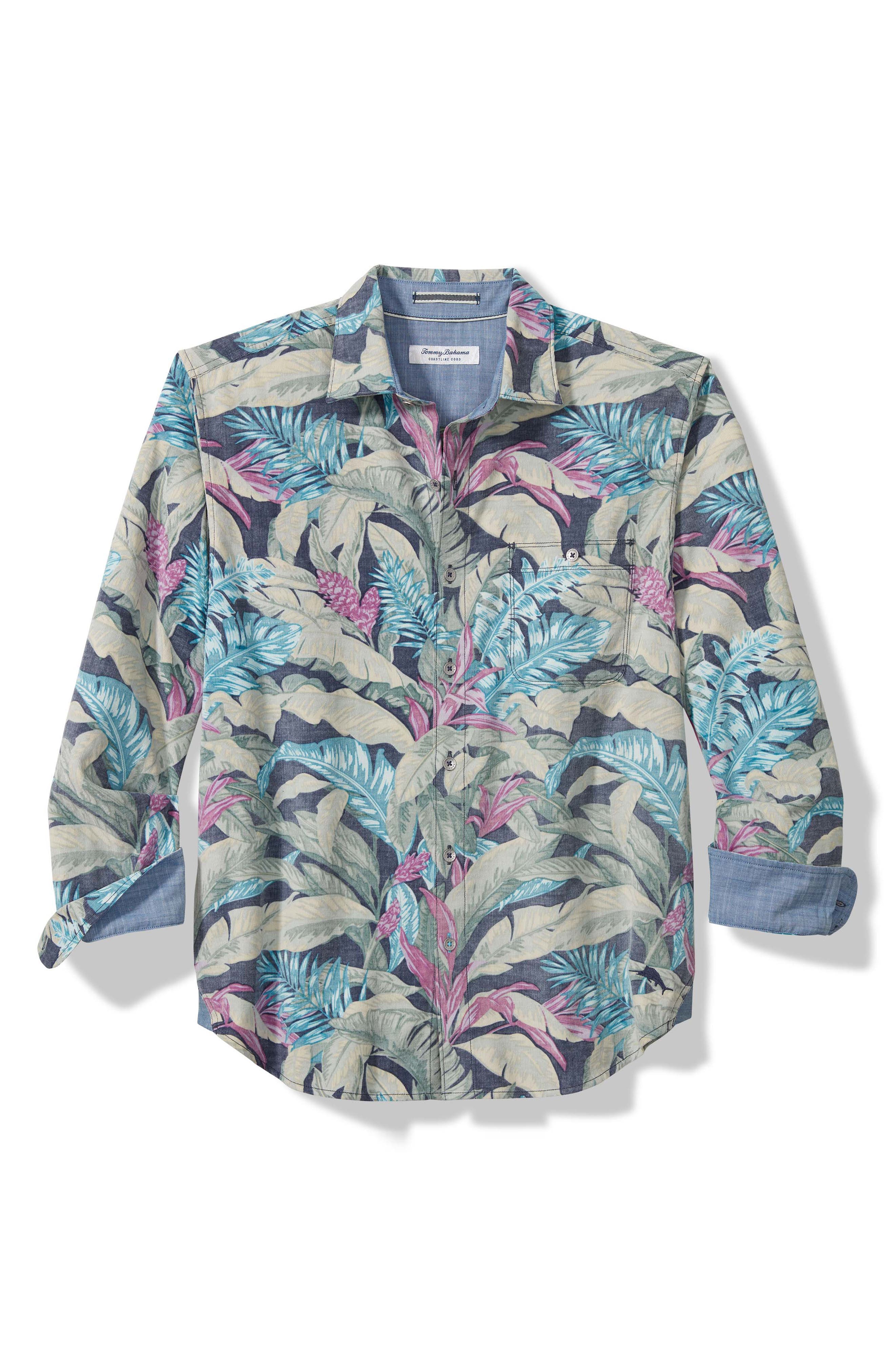 Tommy Bahama Coastline Cord Leaf Print Cotton Corduroy Button-Up Shirt