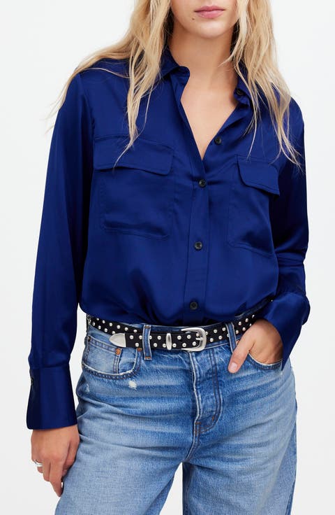Silk Flap Pocket Button-Up Shirt