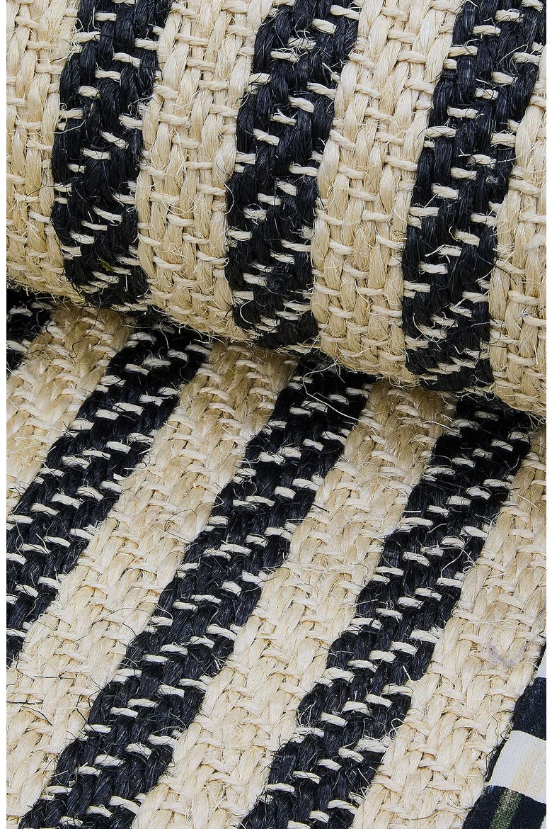 Courtly Check Herringbone Stripe Indoor Rug, Alternate, color, BLACK