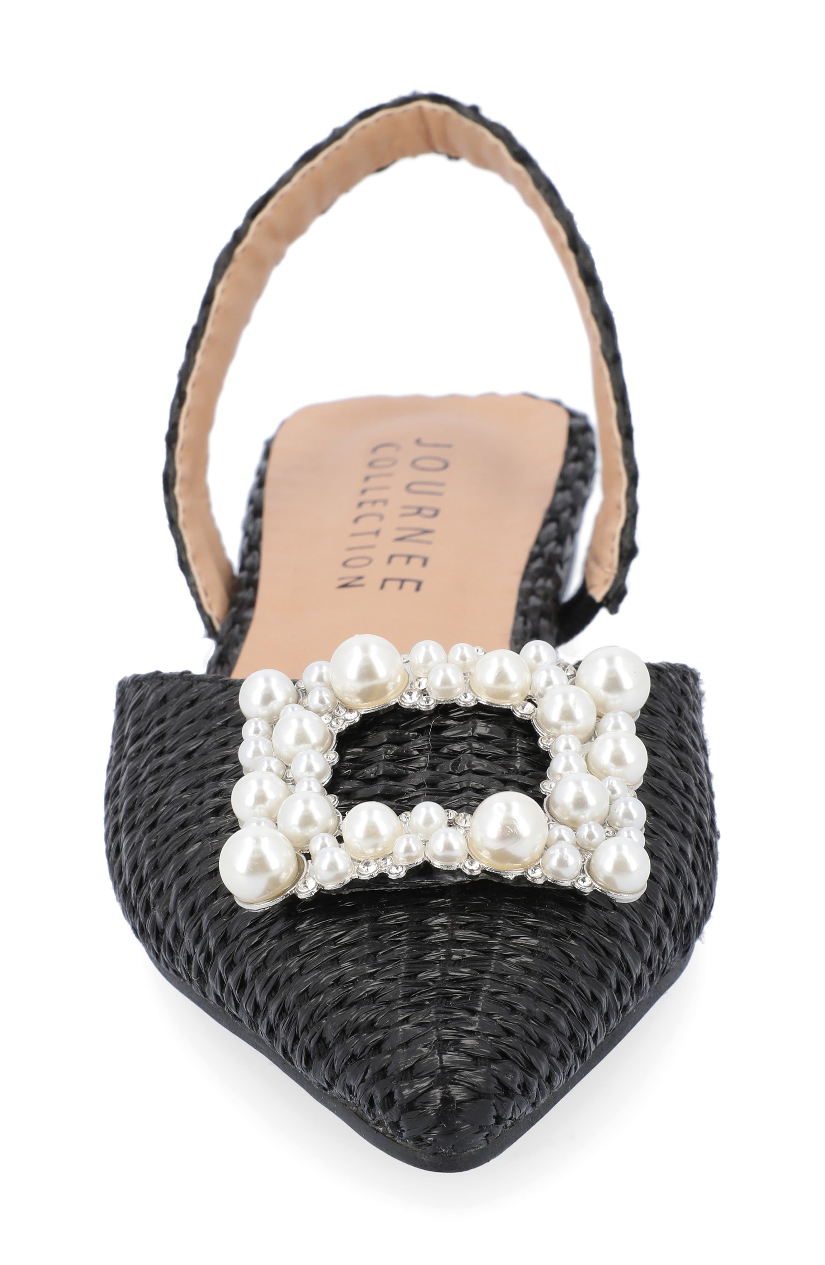 Journee Collection Hannae Slingback Flat, Alternate, color, Black