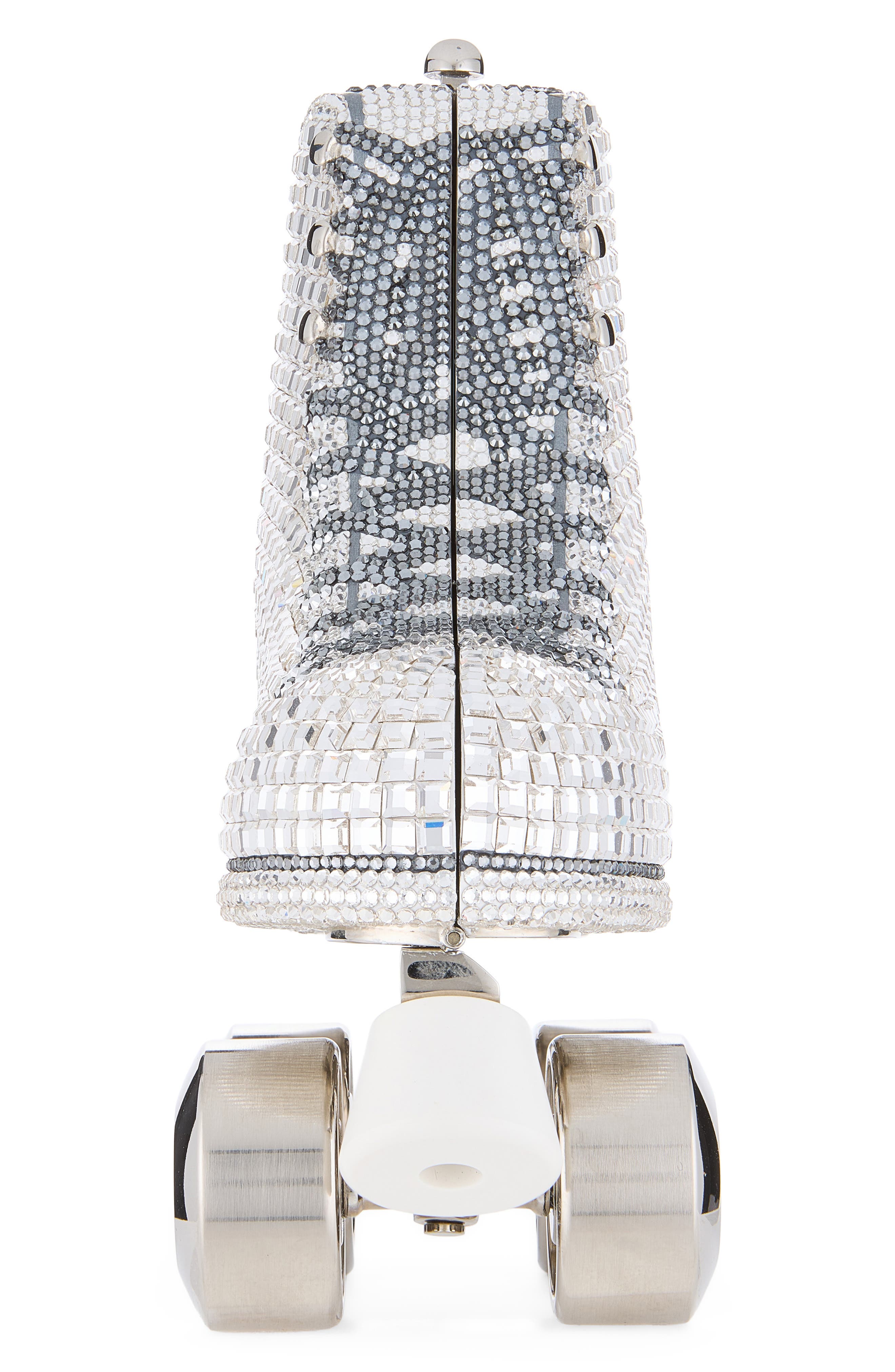 Roller Skate Crystal Clutch, Alternate, color, SILVER RHINE MULTI