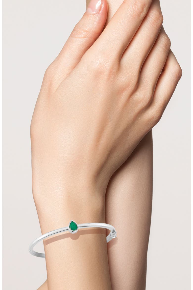 Pear Green Cubic Zirconia Bangle, Alternate, color, SILVER
