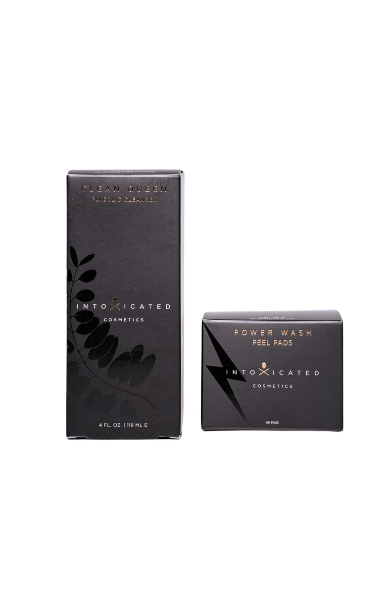 Intoxicated Cosmetics Exfoliation Bundle |Clean Queen Glycolic Wash & Power Wash Multi Acid Peel Pads, Main, color, NO COLOR