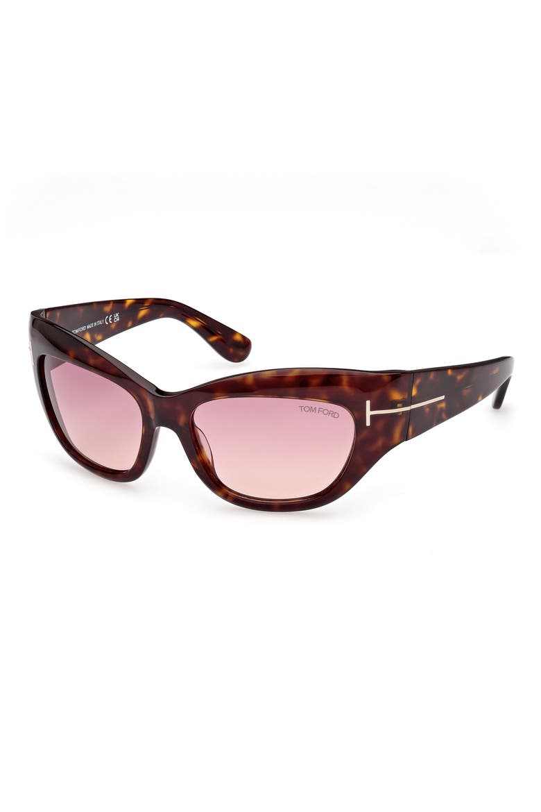 Brianna 55mm Gradient Cat Eye Sunglasses, Alternate, color, CLASSIC HAVANA / PURPLE PINK