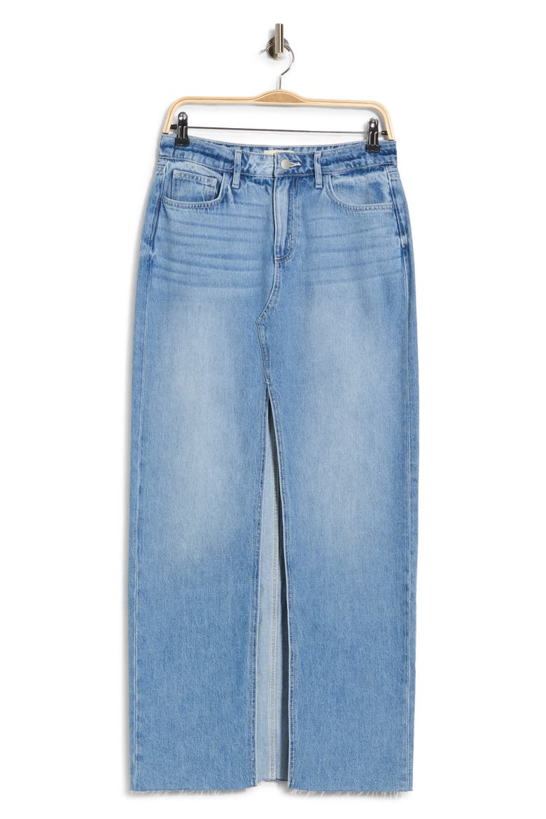 Rysa Front Slit Denim Maxi Skirt, Alternate, color, ZION