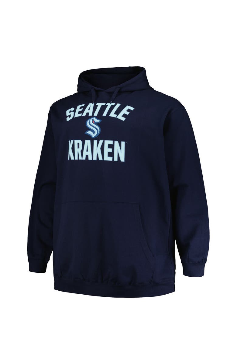 PROFILE Men's Profile Deep Sea Blue Seattle Kraken Big & Tall Arch Over Logo Pullover Hoodie, Alternate, color, Navy