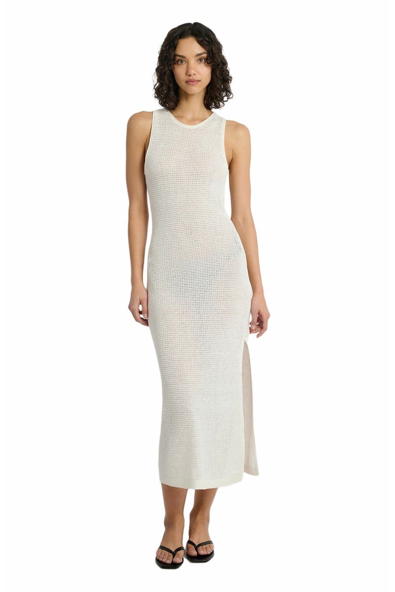 Linen Knit Scoop Back Maxi Dress, Main, color, WHITE