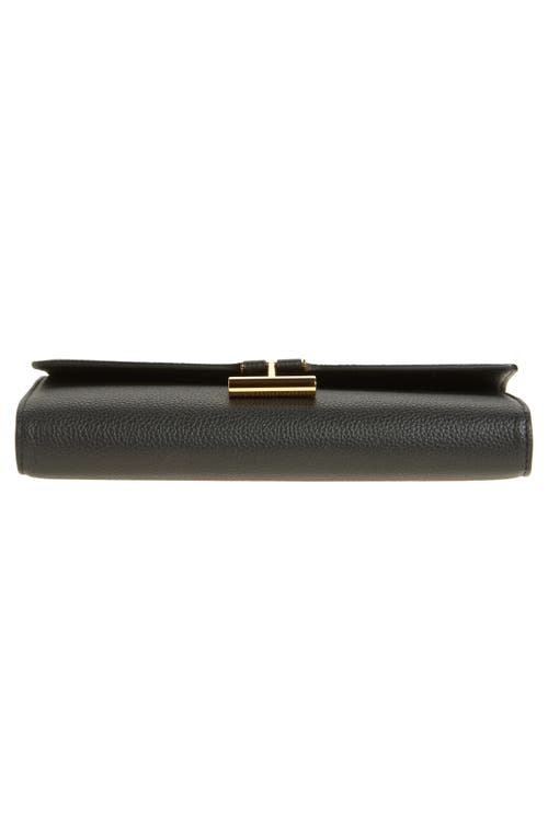 Tom Ford Leather Wristlet Pouch Gold-tone Hardware In Black