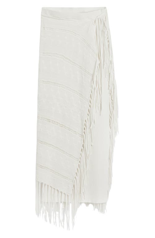 Desigual Mixed Stitch Fringe Maxi Skirt In Light Beige