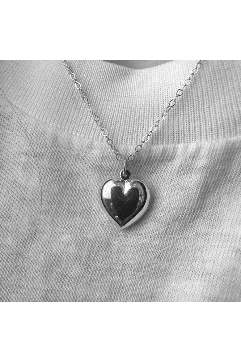 Sterling Silver Heart Charm Necklace, Alternate, color, Silver