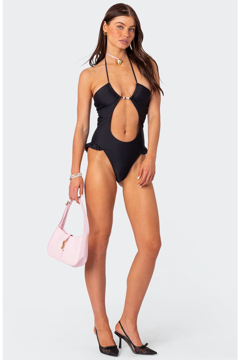 Nea Cutout One-Piece Swimsuit, Alternate, color, BLACK