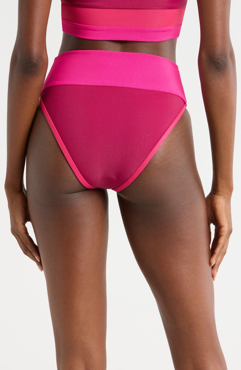 Beach Riot Emmy Colorblock High Waist Bikini Bottoms, Alternate, color, Sorbet Red