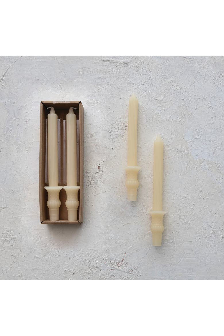 Tall Unscented Taper Candles, Cream, Set of 2, Alternate, color, Cream