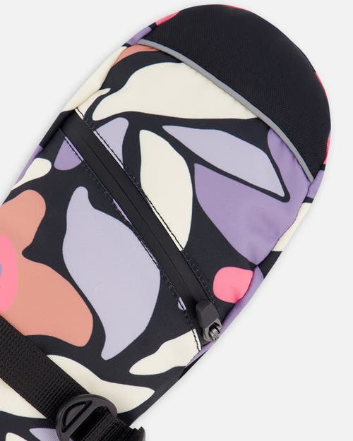 Deux Par Deux Winter Mittens Teknik Retro Flower In Black