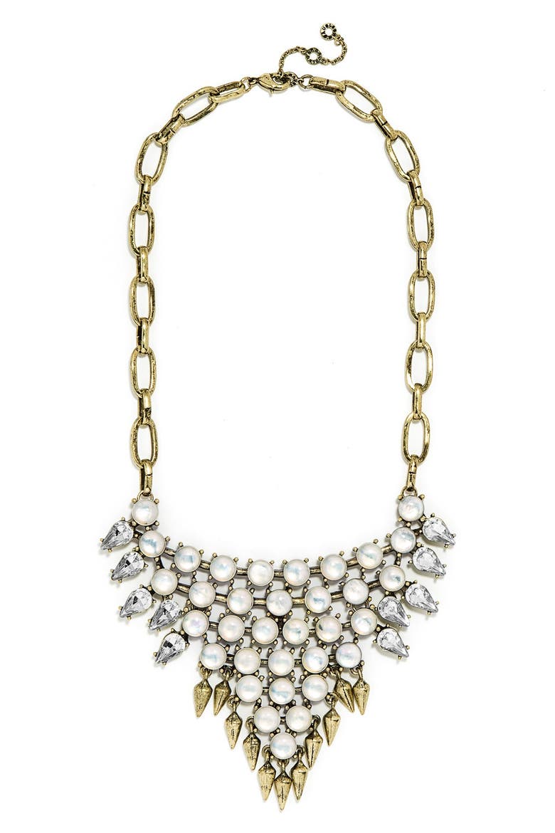 'Celestial Spike' Bib Necklace, Main, color, ANTIQUE GOLD/ OPAL