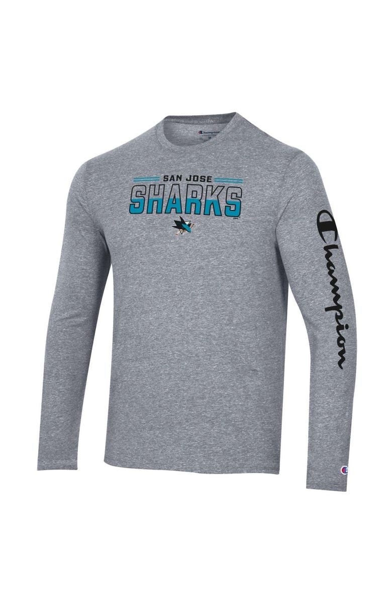 Champion Men's Champion Heather Gray San Jose Sharks Tri-Blend Long Sleeve T-Shirt, Alternate, color, Gray