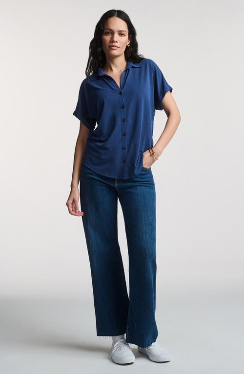 Mavi Jeans Mediava Short Sleeve Button-up Shirt In Blue