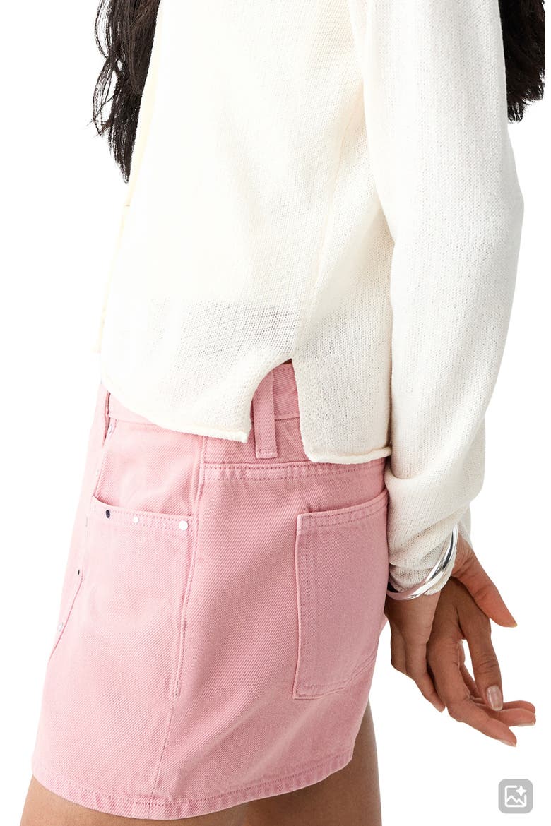 Low Rise Stud Denim Shorts, Alternate, color, PINK