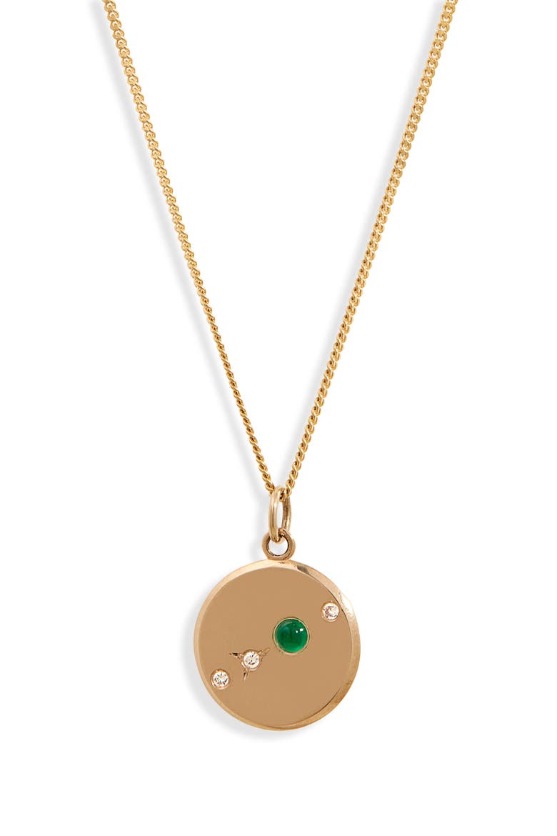 The Monolith Small Emerald & Diamond Medallion Necklace, Main, color, YELLOW GOLD