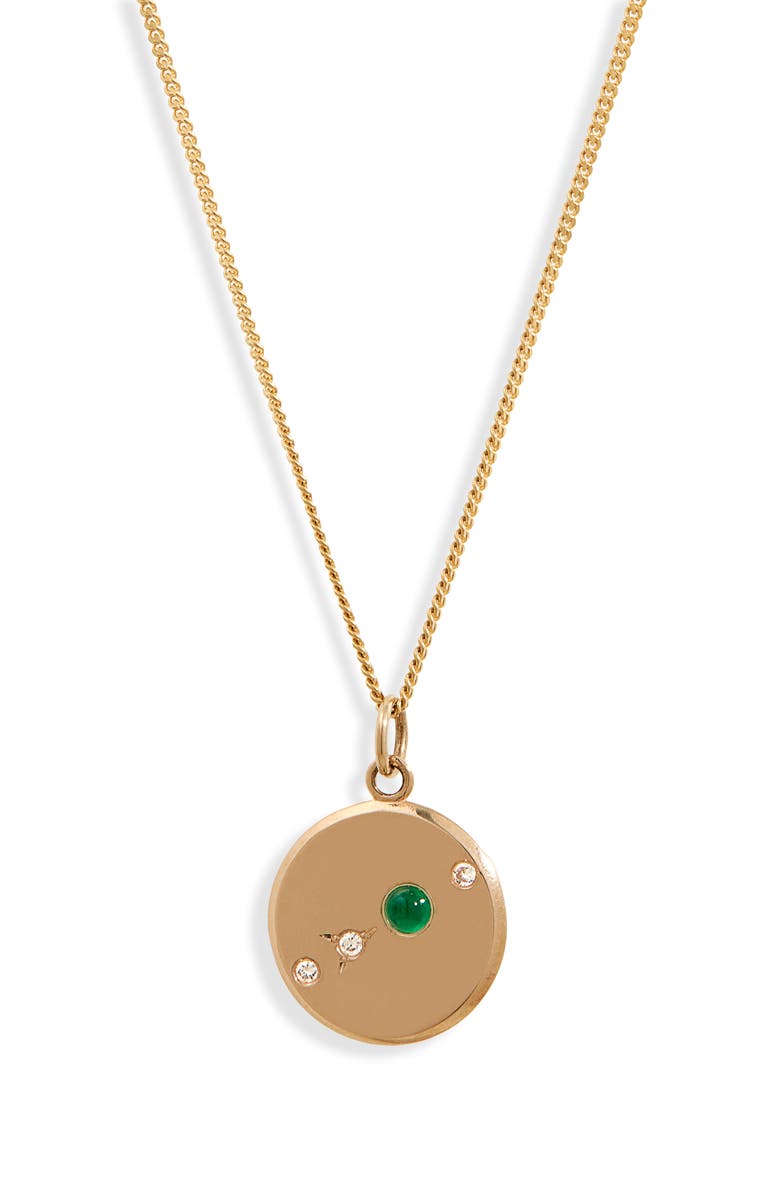 Wwake The Monolith Small Emerald & Diamond Medallion Necklace, Main, color,