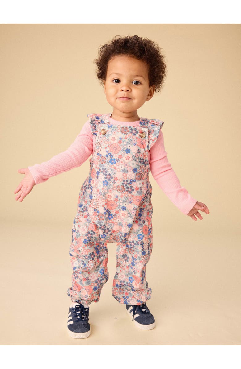Tea Collection Corduroy Ruffle Baby Overalls, Alternate, color, Japanese Mini Floral