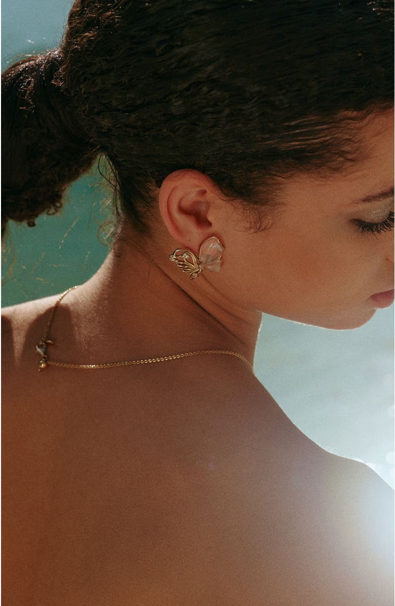 RC RETRO CHIC Butterfly Serenade Earrings, Alternate, color, Gold & White