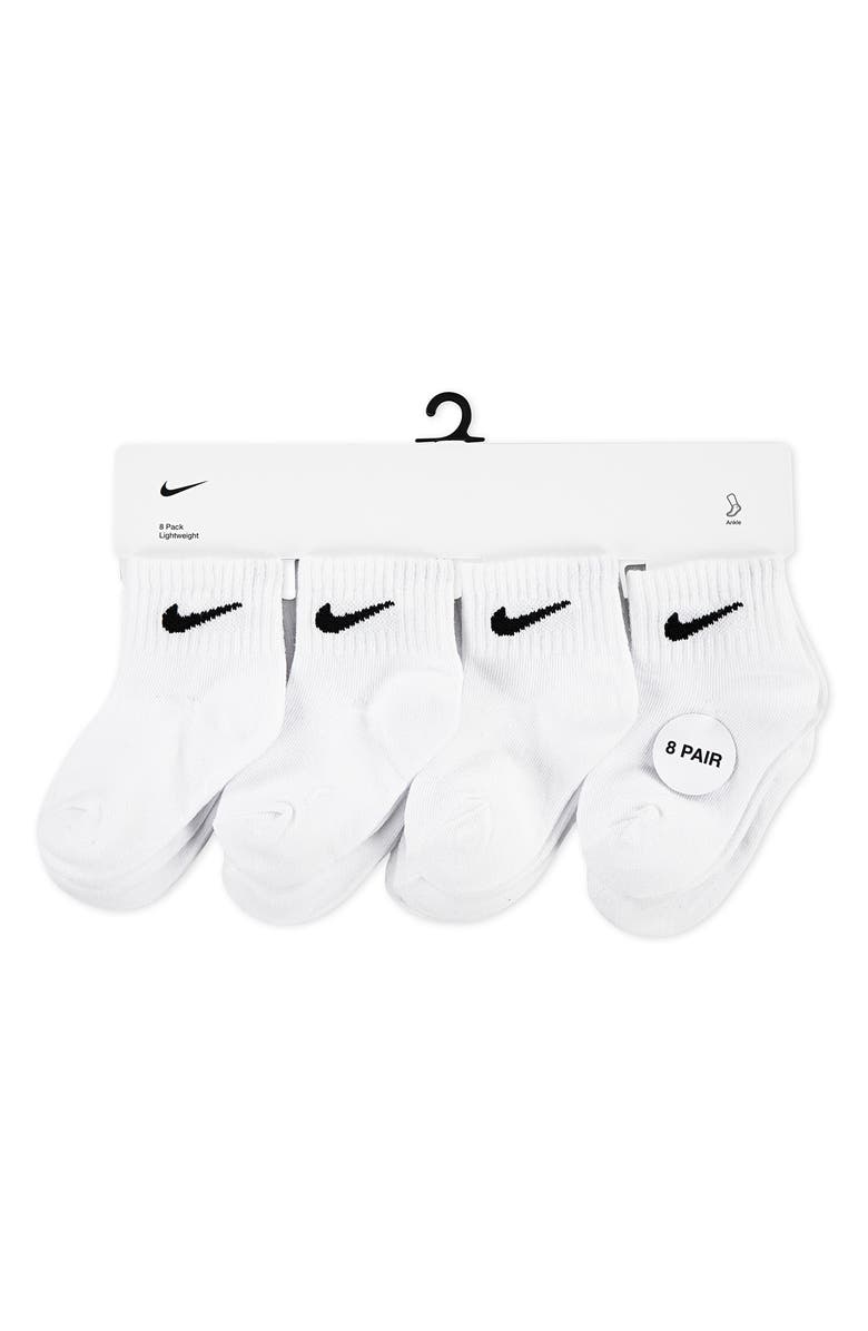 Nike Kids' 8-Pack Quarter Crew Socks, Alternate, color, White