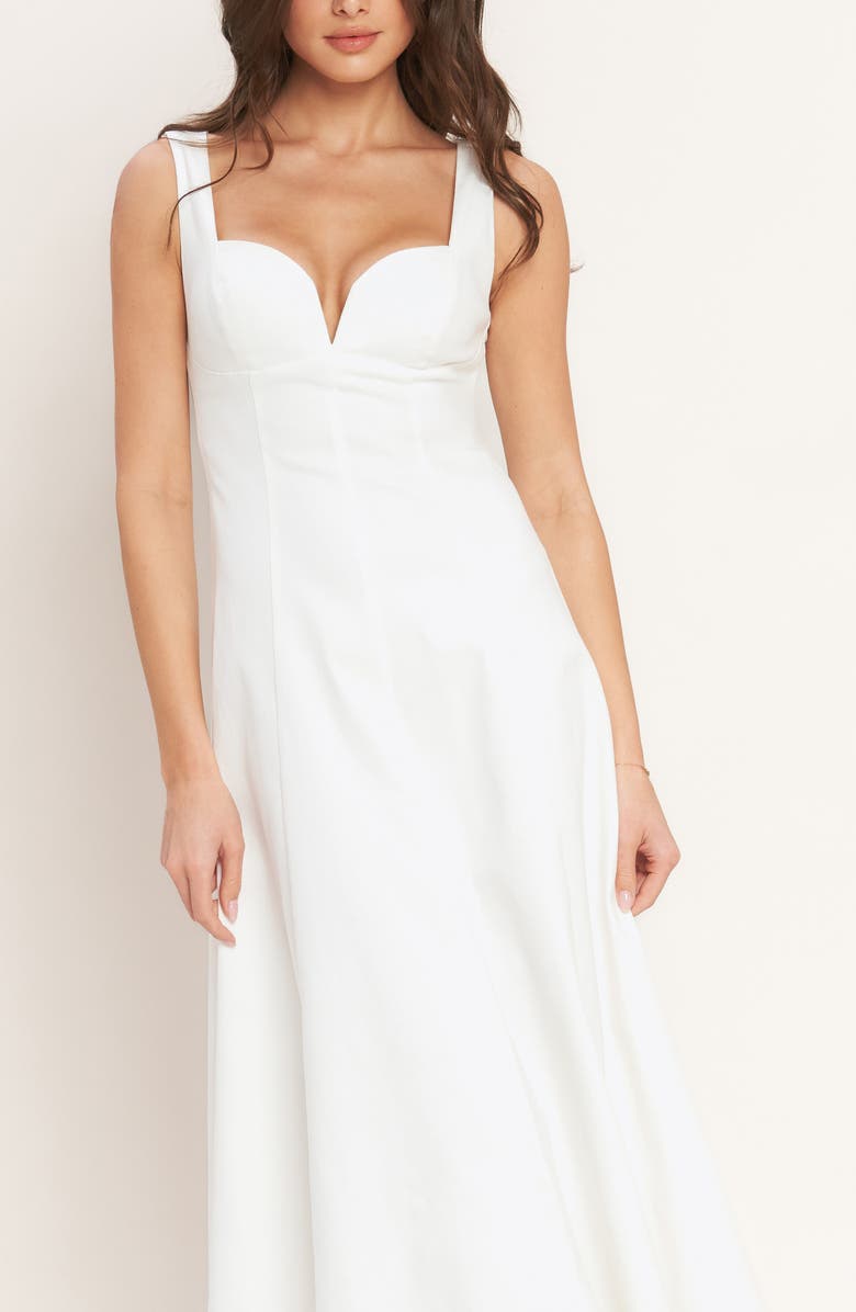 FLYING TOMATO Sweetheart Denim Midi Dress, Alternate, color, White