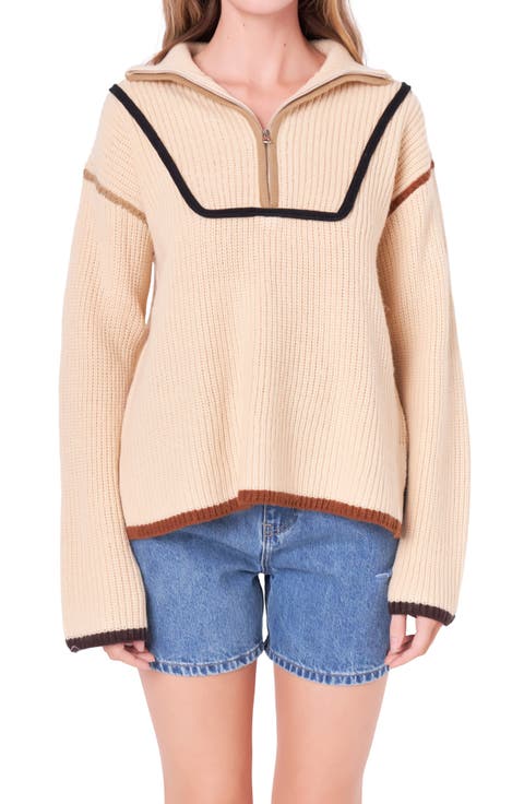 Color Accent Half-Zip Pullover