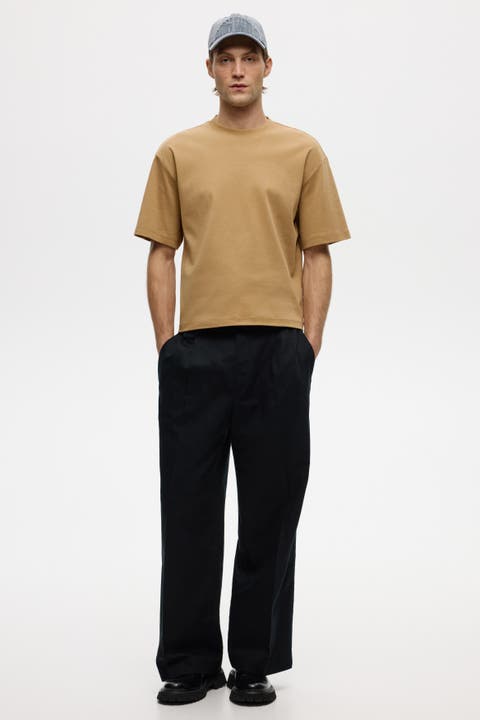 Loose-fit linen-blend pants