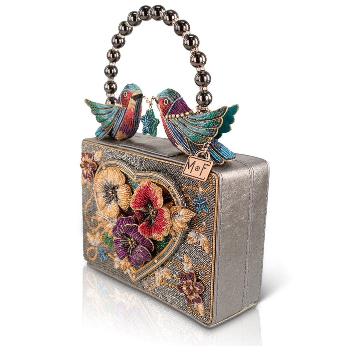 Fluttering Heart Top Handle Handbag, Alternate, color, Gunmetal