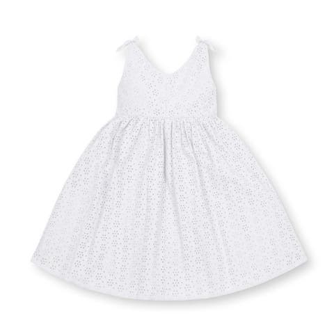 Girls' Organic Eyelet Bow Shoulder Dress, Toddler
