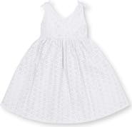 Hope & Henry Girls' Organic Eyelet Bow Shoulder Dress, Toddler