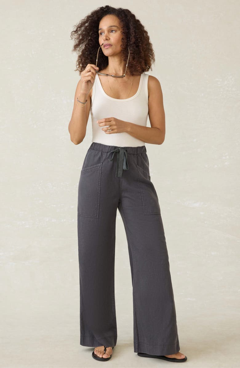 Faherty Topanga Drape Drawstring Pants, Alternate, color, Washed Black