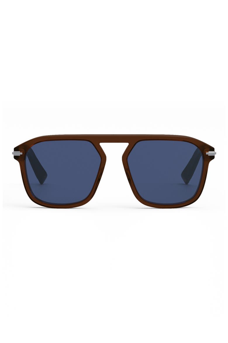 ‘DiorBlackSuit S4I 55mm Square Sunglasses, Main, color, SHINY LIGHT BROWN / BLUE