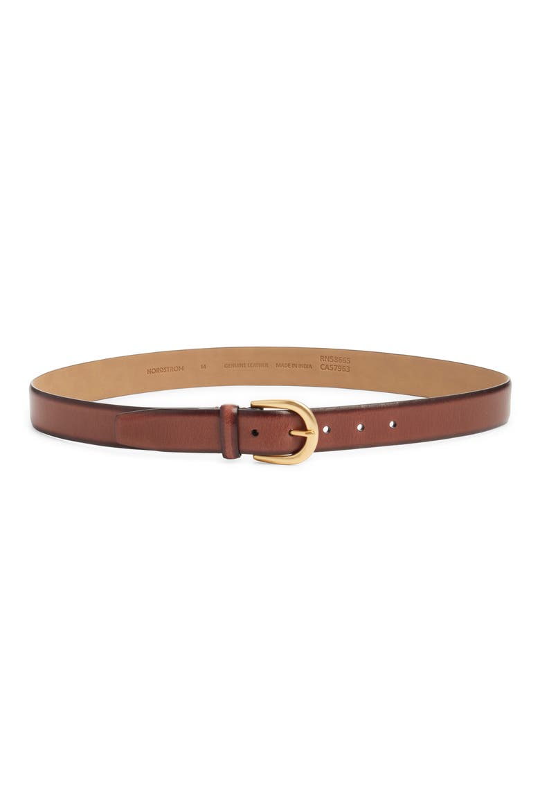 Melony Leather Belt, Main, color, SADDLE- GOLD