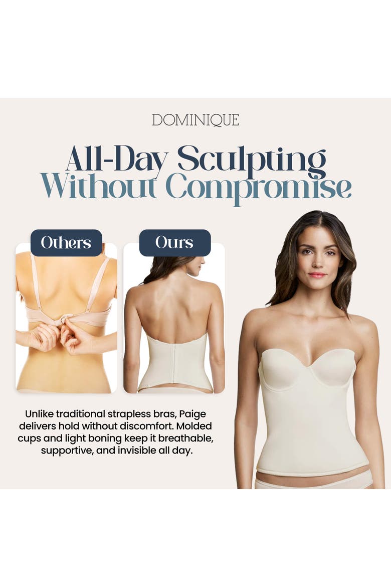 Paige Seamless Padded Microfiber Longline Strapless Bra, Alternate, color, Bone