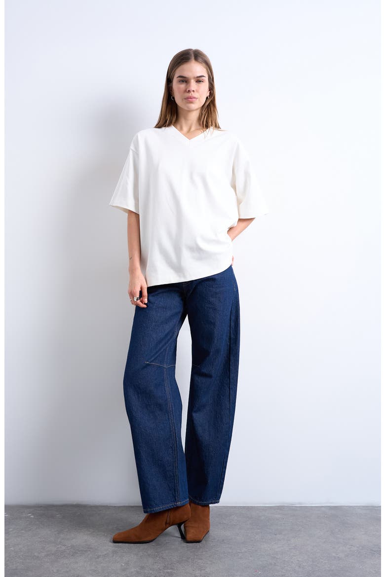 Drop Shoulder V-Neck Tee, Alternate, color, WHITE
