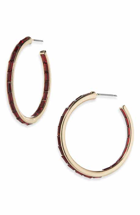 NORDSTROM RACK 30mm Inside Out Baguette Hoop Earrings