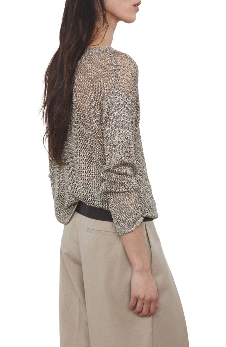 MANGO Luli Jersey Open Stitch Sweater, Alternate, color, Khaki Green