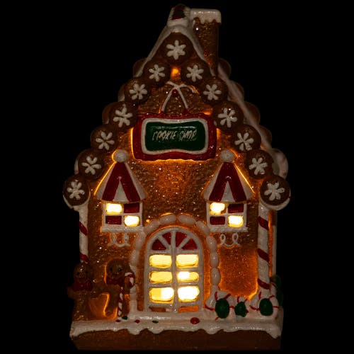 Northlight Lighted Candy Cane Gingerbread Men Cookie Shop Christmas Decoration In Brown