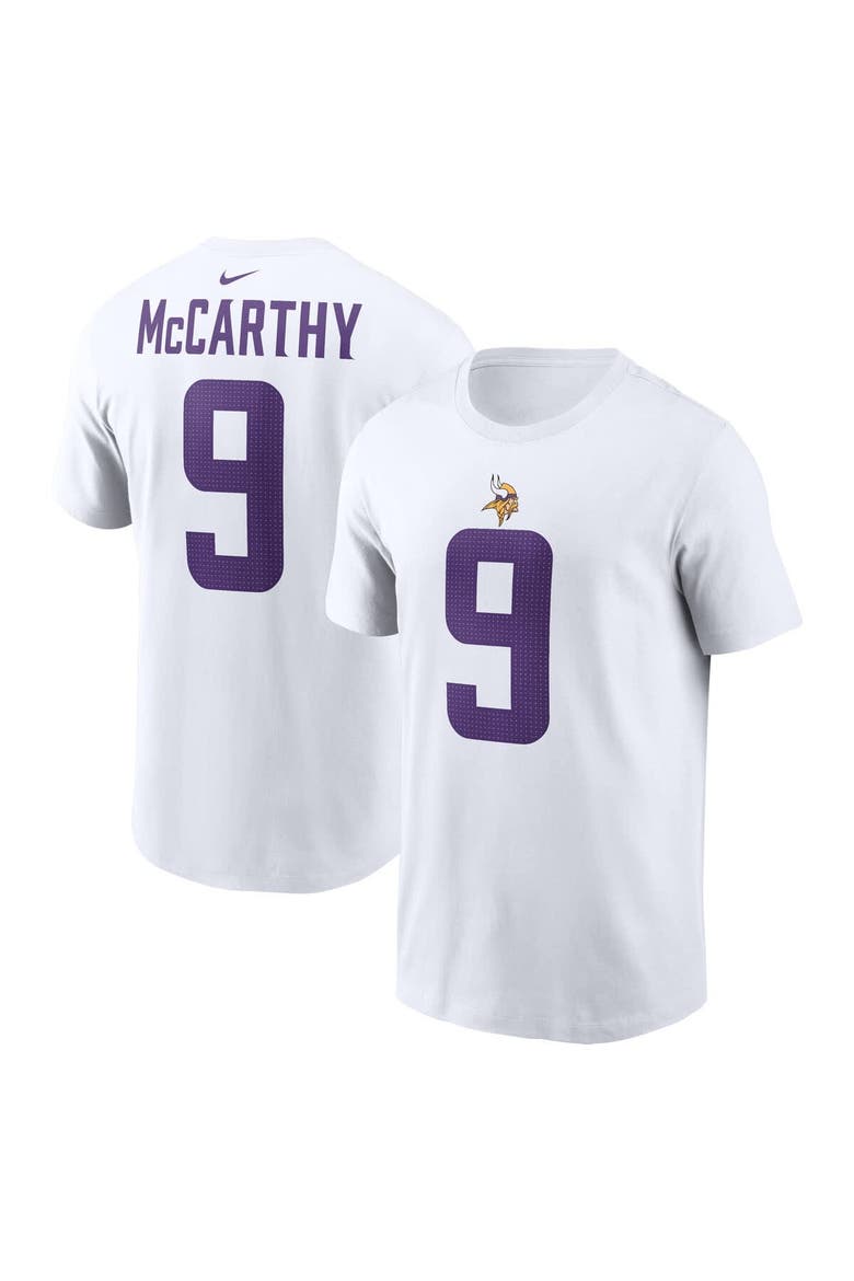 Men's Nike J.J. McCarthy White Minnesota Vikings  Player Name & Number T-Shirt, Alternate, color, White