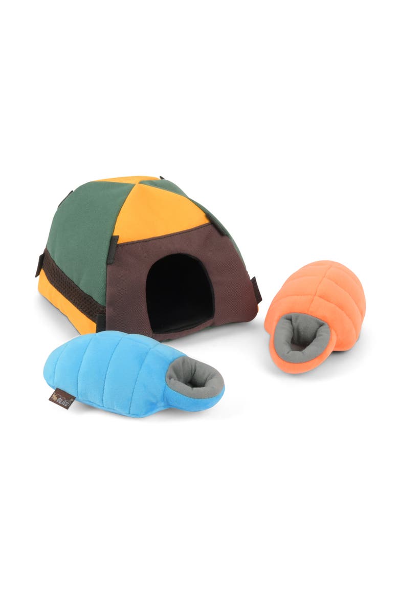 Camp Corbin Trailblazing Tent Dog Toy Squeaker, Crinkle, Main, color, Multicolored