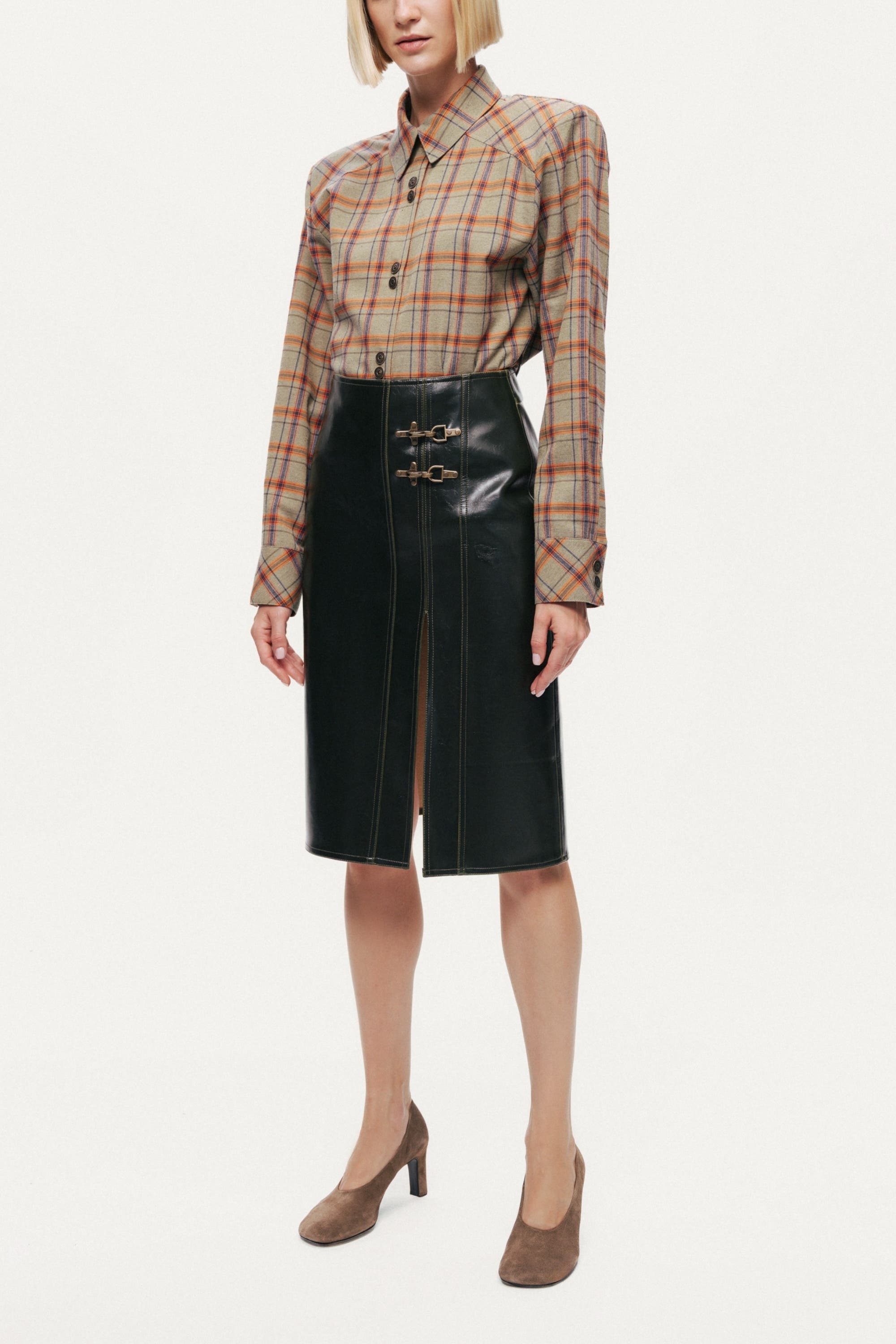 Buckle Detail Front-Slit Skirt - image 2