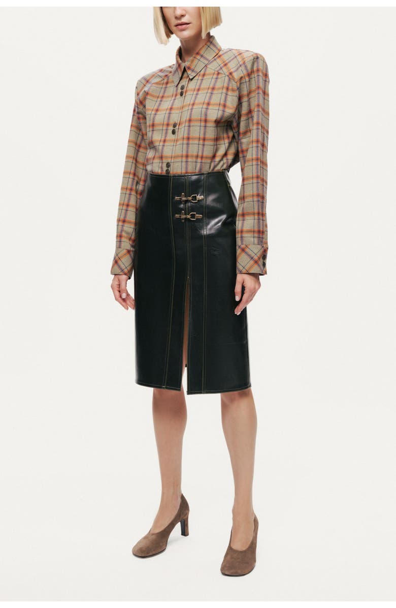 Nocturne Buckle Detail Front-Slit Skirt, Alternate, color, Dark Green