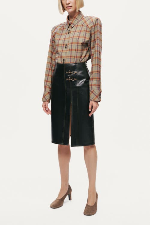 Nocturne Buckle Detail Front-slit Skirt In Green