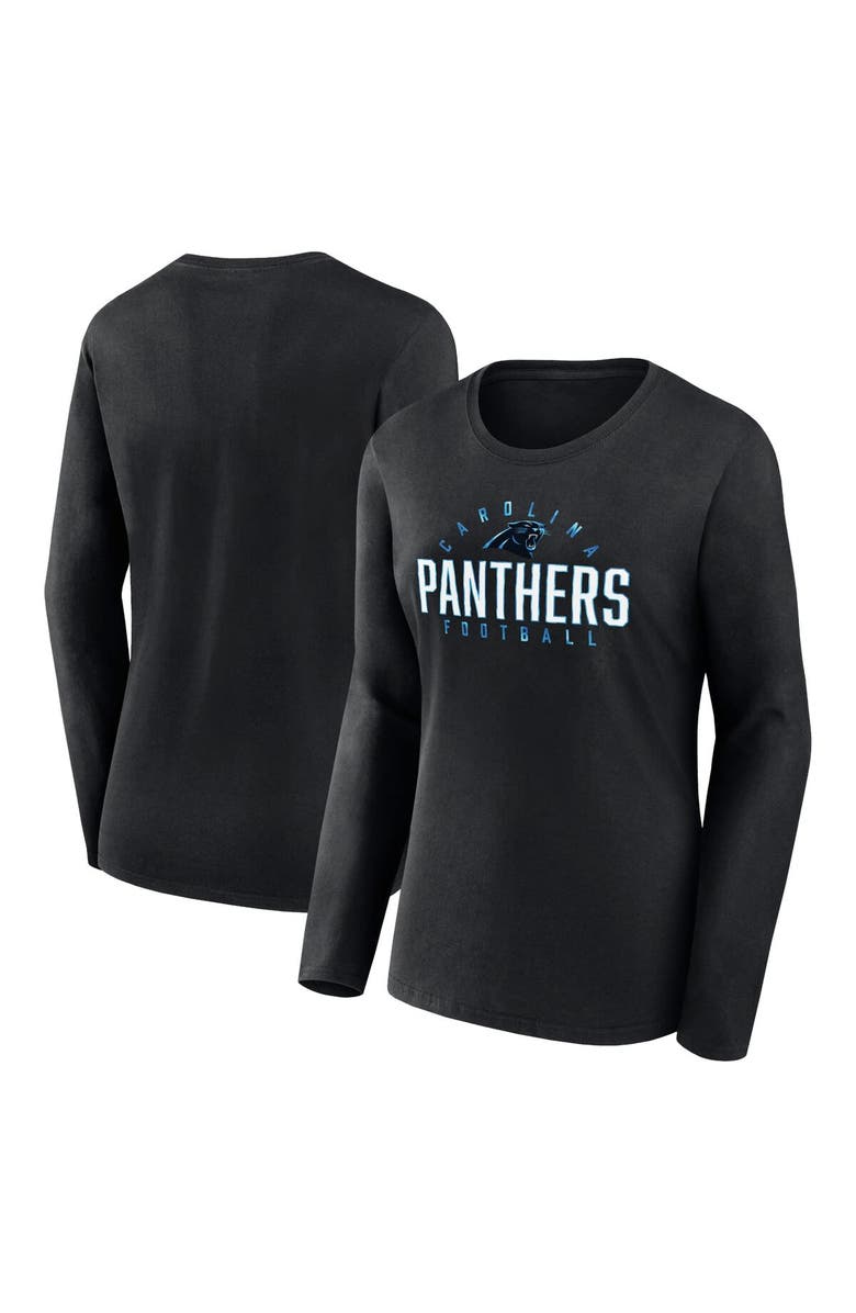 FANATICS Women's Fanatics Branded Black Carolina Panthers Plus Size Foiled Play Long Sleeve T-Shirt, Main, color, 