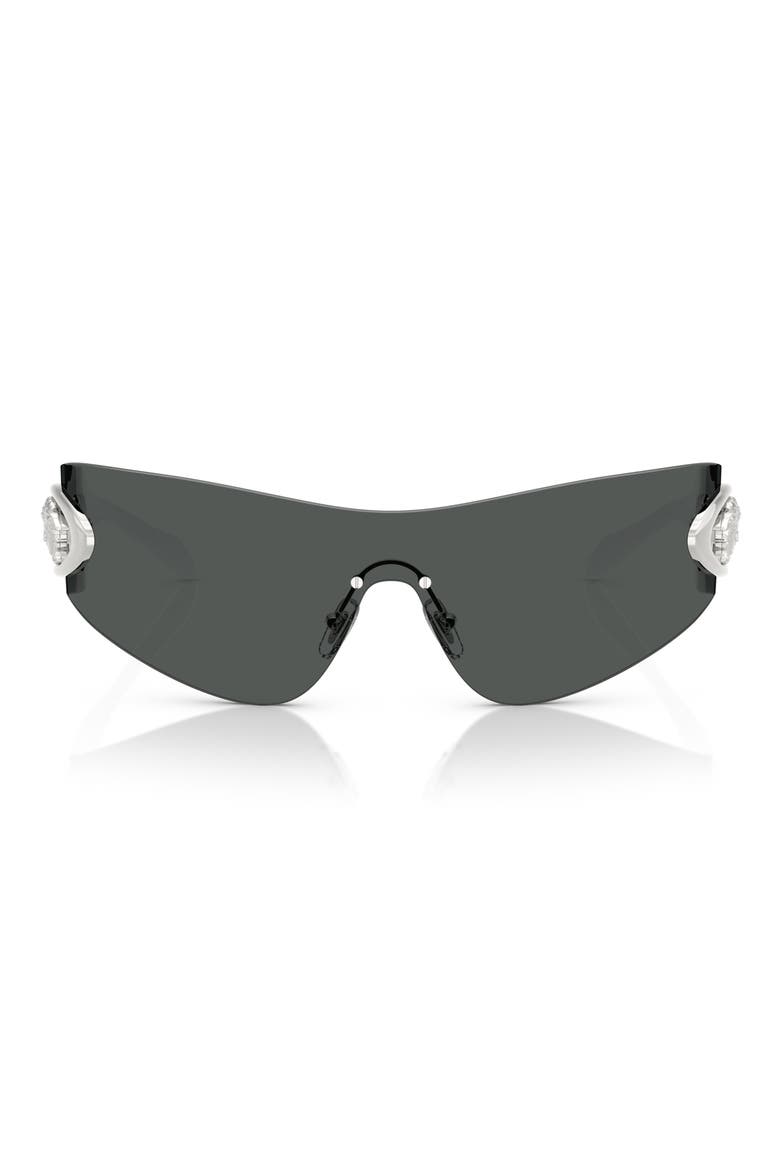 Eclipse 142mm Rimless Wrap Shield Sunglasses, Main, color, 10008742 DARK GREY
