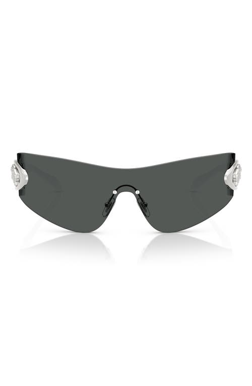 Versace Eclipse 142mm Rimless Wrap Shield Sunglasses In 10008742 Dark Grey